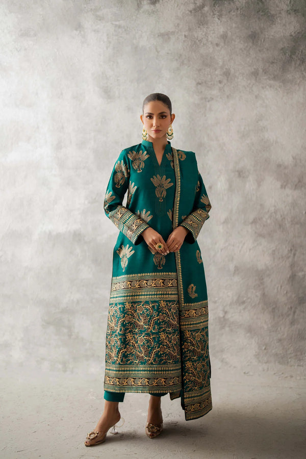 KAFTAN NECK GARMENTS PRINTED COTTON KAMIZ 3 PIECE (TORE COLOUR)