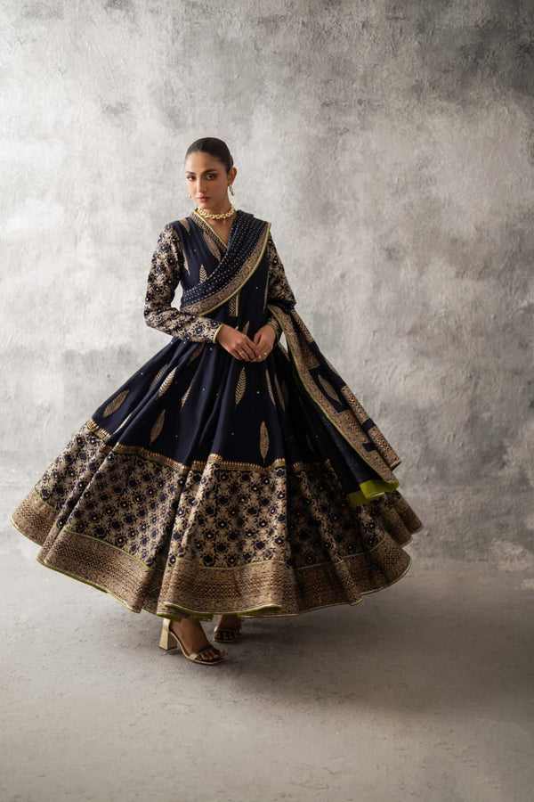 KAFTAN NECK PRINTED COTTON SUIT SET