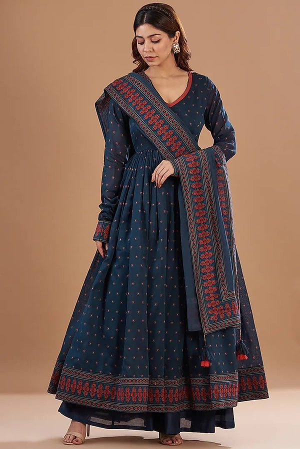 Pure Cotton Screen Printed Anarkali Dress